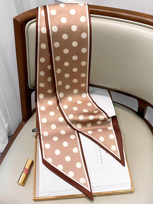 Vintage Polka-Dot Printed Hair Band& Silk Scarf - Image 10