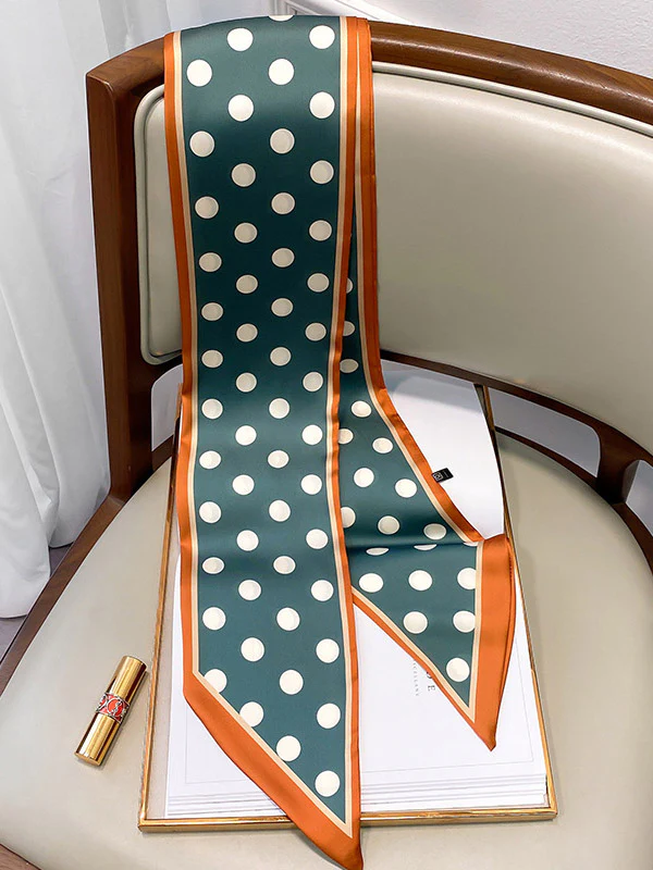 Vintage Polka-Dot Printed Hair Band& Silk Scarf - Image 12
