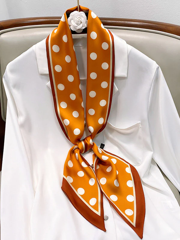 Vintage Polka-Dot Printed Hair Band& Silk Scarf - Image 14
