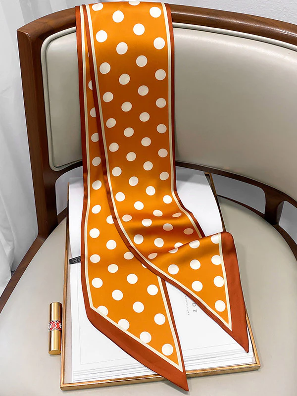 Vintage Polka-Dot Printed Hair Band& Silk Scarf - Image 15