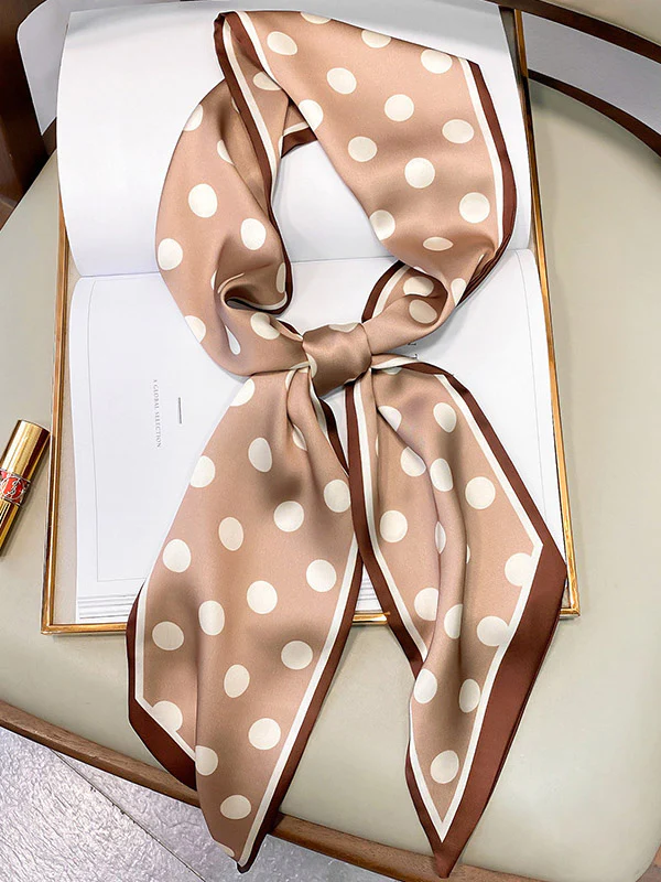 Vintage Polka-Dot Printed Hair Band& Silk Scarf - Image 3
