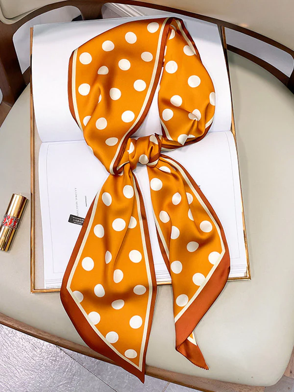 Vintage Polka-Dot Printed Hair Band& Silk Scarf - Image 5