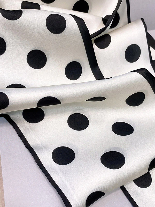 Vintage Polka-Dot Printed Hair Band& Silk Scarf - Image 7
