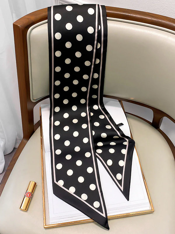 Vintage Polka-Dot Printed Hair Band& Silk Scarf - Image 8