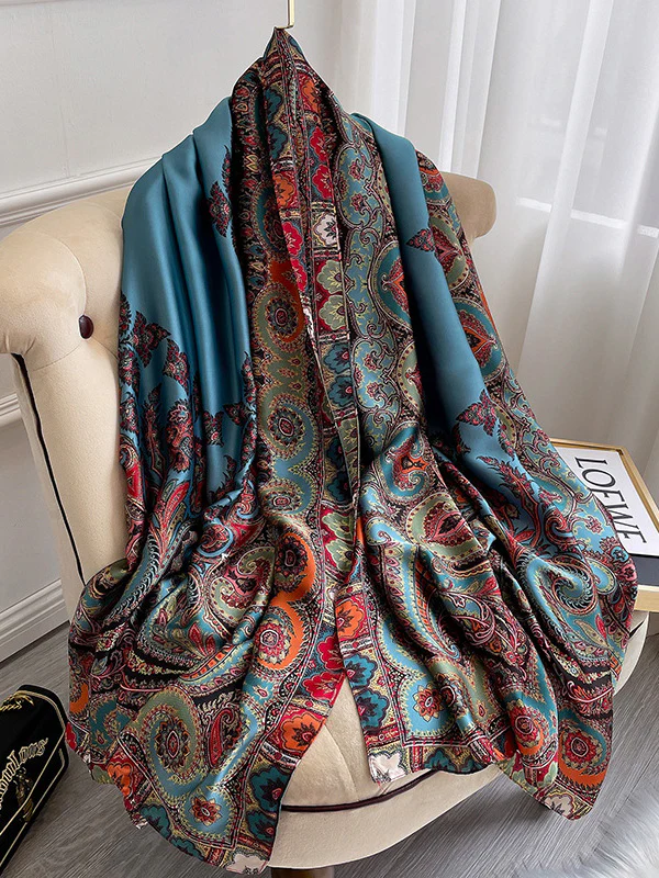 Vintage Printed Silk Imitation Shawl&Scarf - Image 2