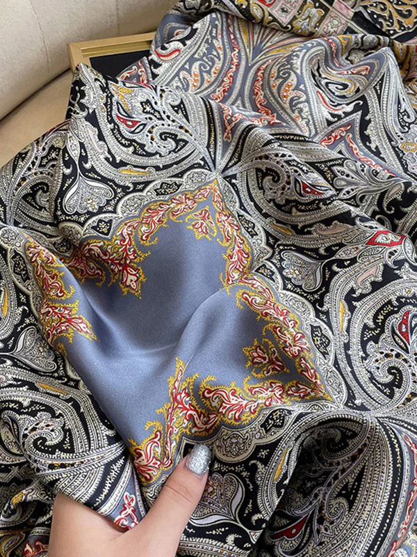 Vintage Printed Silk Imitation Shawl&Scarf - Image 4