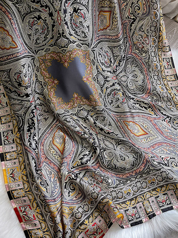 Vintage Printed Silk Imitation Shawl&Scarf - Image 5