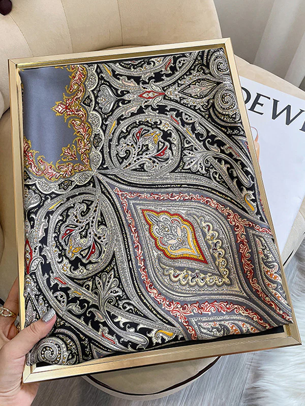 Vintage Printed Silk Imitation Shawl&Scarf - Image 6