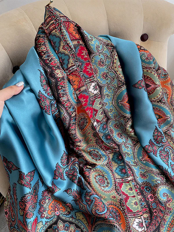 Vintage Printed Silk Imitation Shawl&Scarf - Image 7