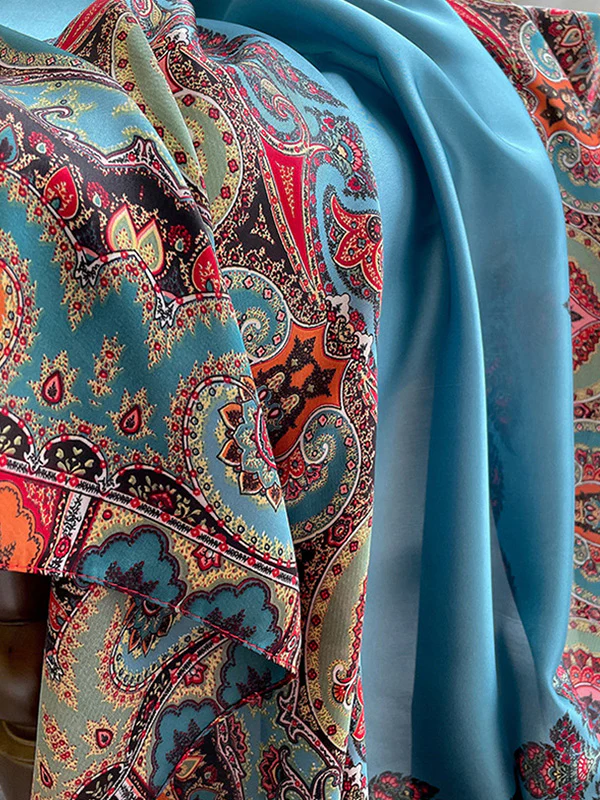 Vintage Printed Silk Imitation Shawl&Scarf - Image 8