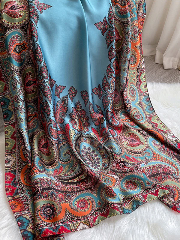 Vintage Printed Silk Imitation Shawl&Scarf - Image 9