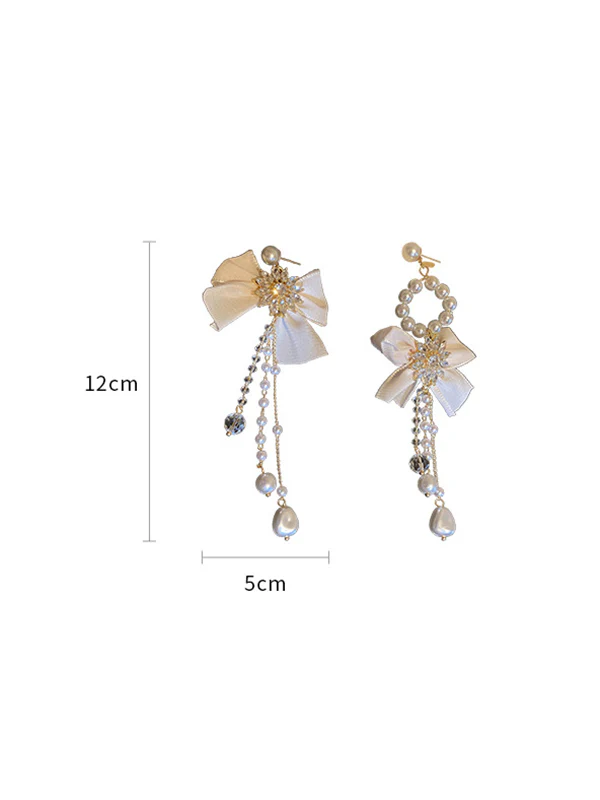Vintage Rhinestone Bow-Embellished Tasseled Earrings Accessories - Image 7