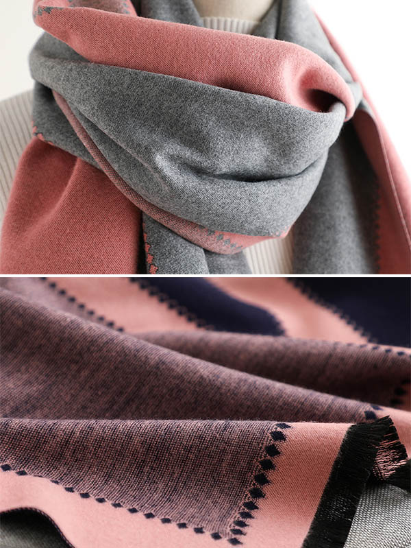 Warm Thicken Fringed Printed Scarf - Image 11