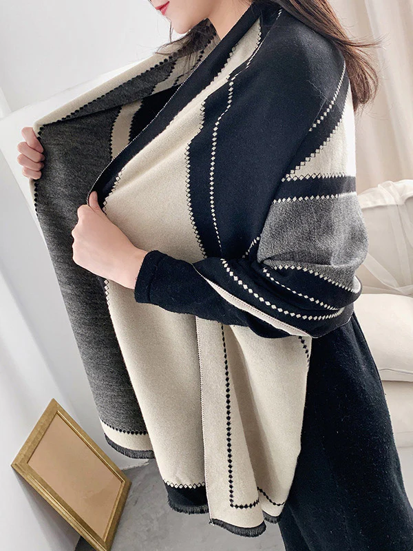 Warm Thicken Fringed Printed Scarf - Image 3