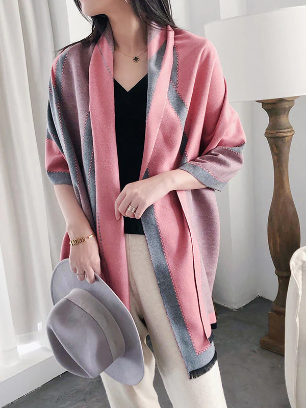 Warm Thicken Fringed Printed Scarf - Image 4