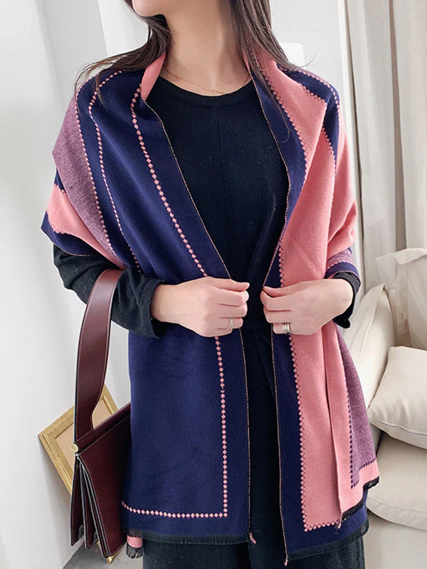 Warm Thicken Fringed Printed Scarf - Image 5