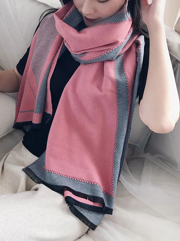 Warm Thicken Fringed Printed Scarf - Image 7