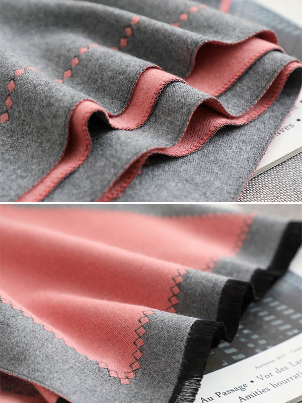 Warm Thicken Fringed Printed Scarf - Image 8