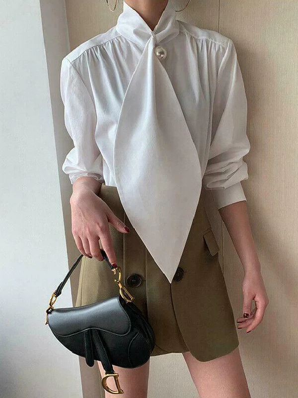 White Inspired Designer Oversize Tops Shirt Blouse - Image 4