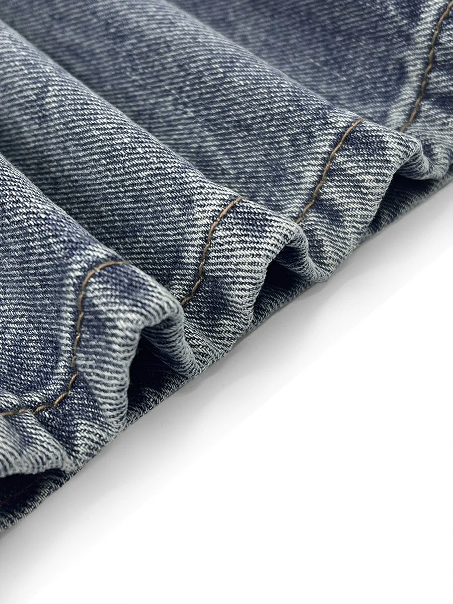 Wide Leg Bow-Embellished Contrast Color Jean Pants Bottoms - Image 12
