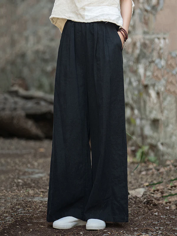 Wide Leg Elasticity Solid Color Pants Trousers - Image 10