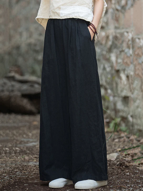 Wide Leg Elasticity Solid Color Pants Trousers - Image 11