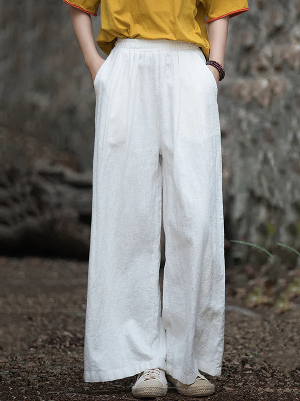 Wide Leg Elasticity Solid Color Pants Trousers - Image 14