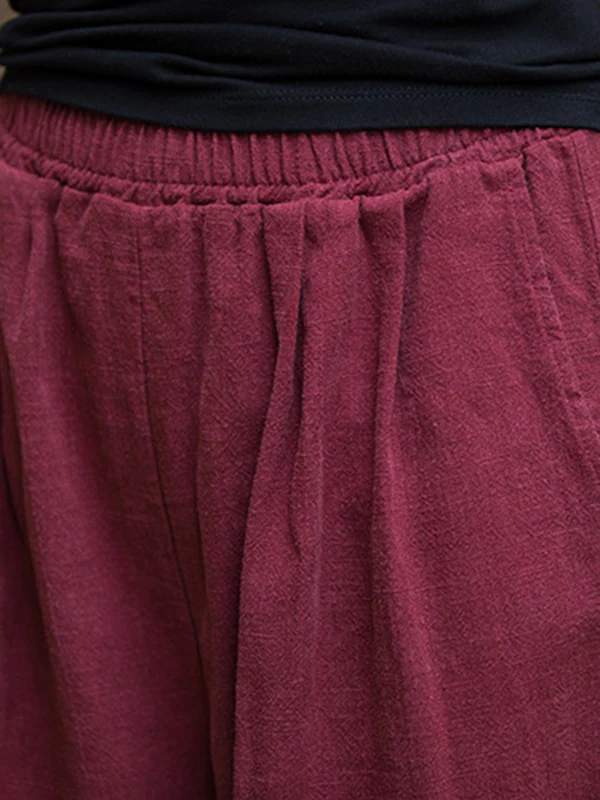 Wide Leg Elasticity Solid Color Pants Trousers - Image 18