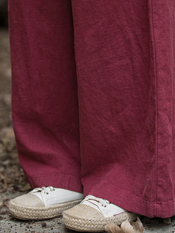 Wide Leg Elasticity Solid Color Pants Trousers - Image 19