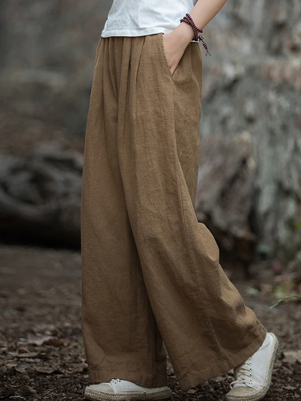 Wide Leg Elasticity Solid Color Pants Trousers - Image 2