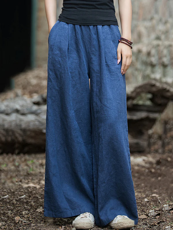 Wide Leg Elasticity Solid Color Pants Trousers - Image 21