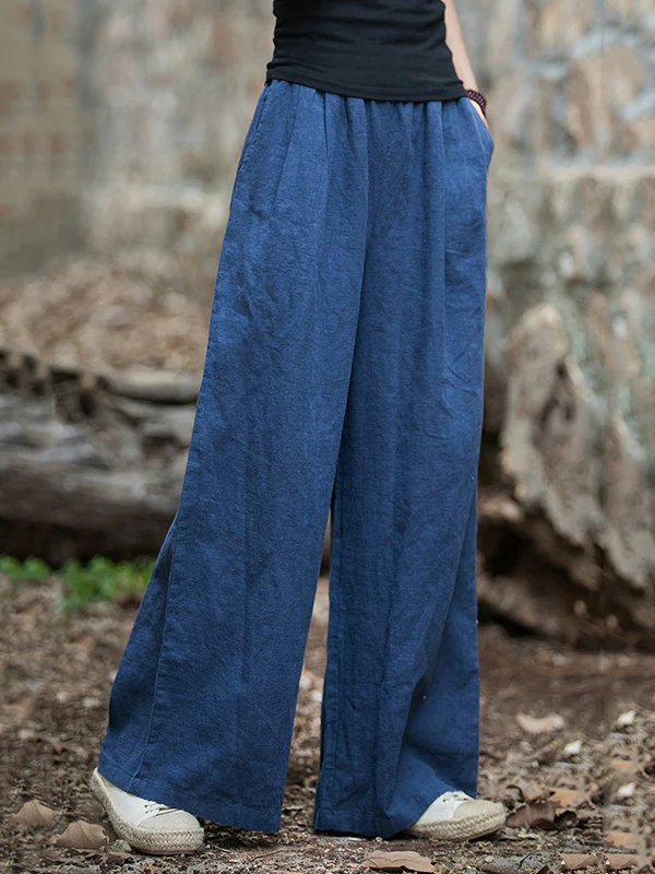 Wide Leg Elasticity Solid Color Pants Trousers - Image 22