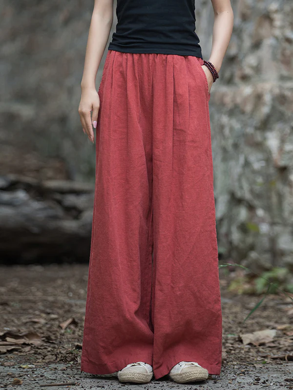 Wide Leg Elasticity Solid Color Pants Trousers - Image 24