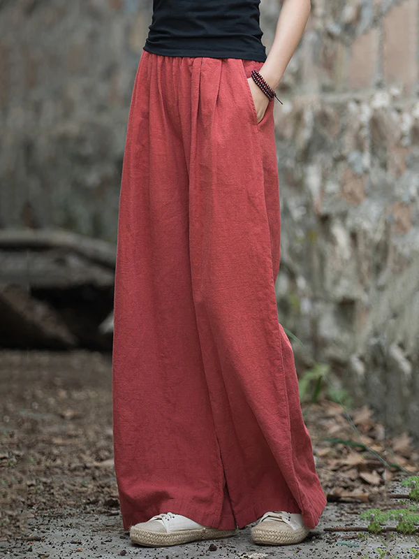Wide Leg Elasticity Solid Color Pants Trousers - Image 25