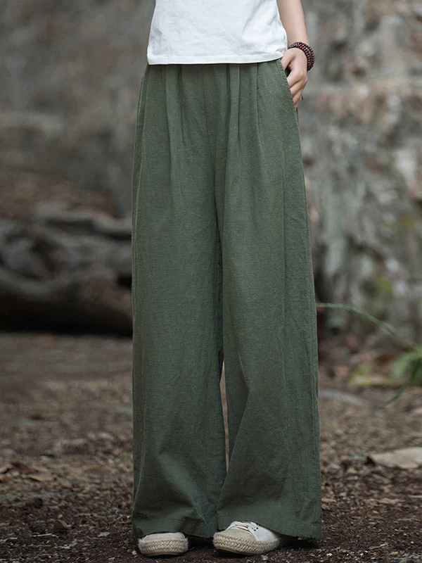 Wide Leg Elasticity Solid Color Pants Trousers - Image 28