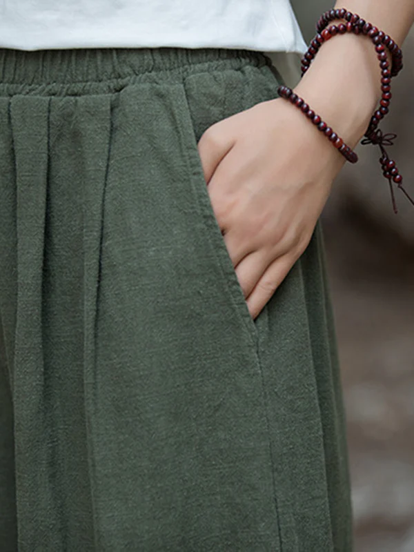 Wide Leg Elasticity Solid Color Pants Trousers - Image 29