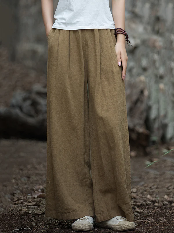 Wide Leg Elasticity Solid Color Pants Trousers - Image 3