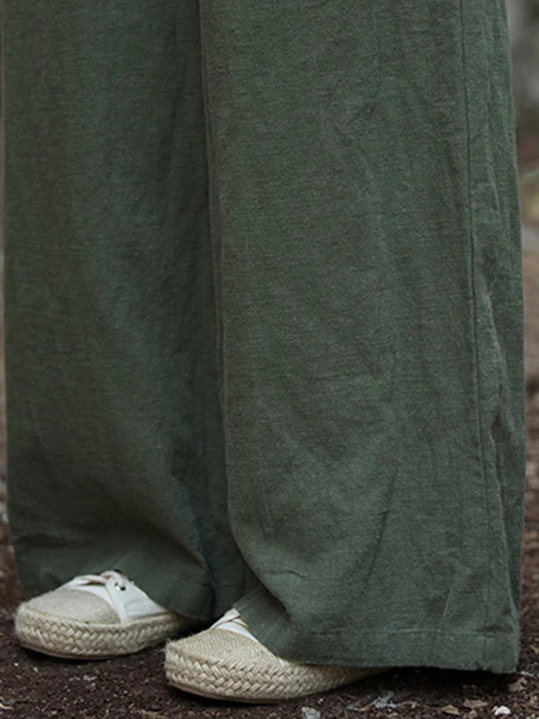 Wide Leg Elasticity Solid Color Pants Trousers - Image 30