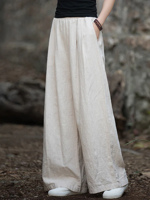 Wide Leg Elasticity Solid Color Pants Trousers - Image 5