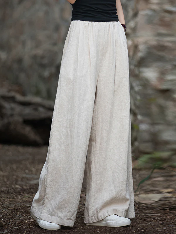 Wide Leg Elasticity Solid Color Pants Trousers - Image 6