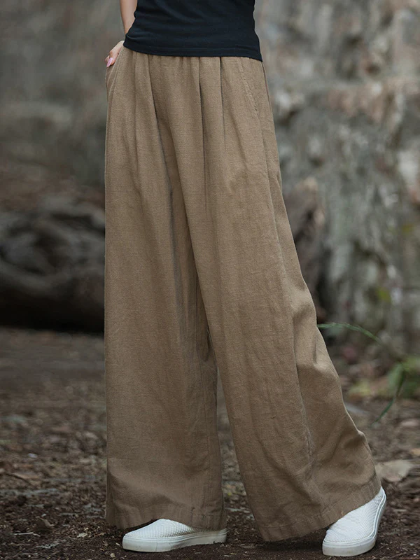 Wide Leg Elasticity Solid Color Pants Trousers - Image 8
