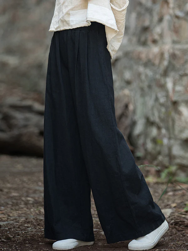 Wide Leg Elasticity Solid Color Pants Trousers - Image 9