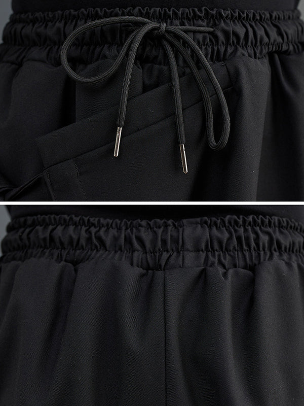 Wide Leg Loose Drawstring Solid Color Casual Pants Bottoms Culotte - Image 7