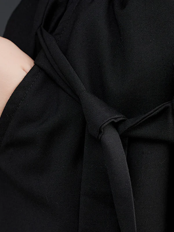 Wide Leg Loose Drawstring Solid Color Casual Pants Bottoms Culotte - Image 8