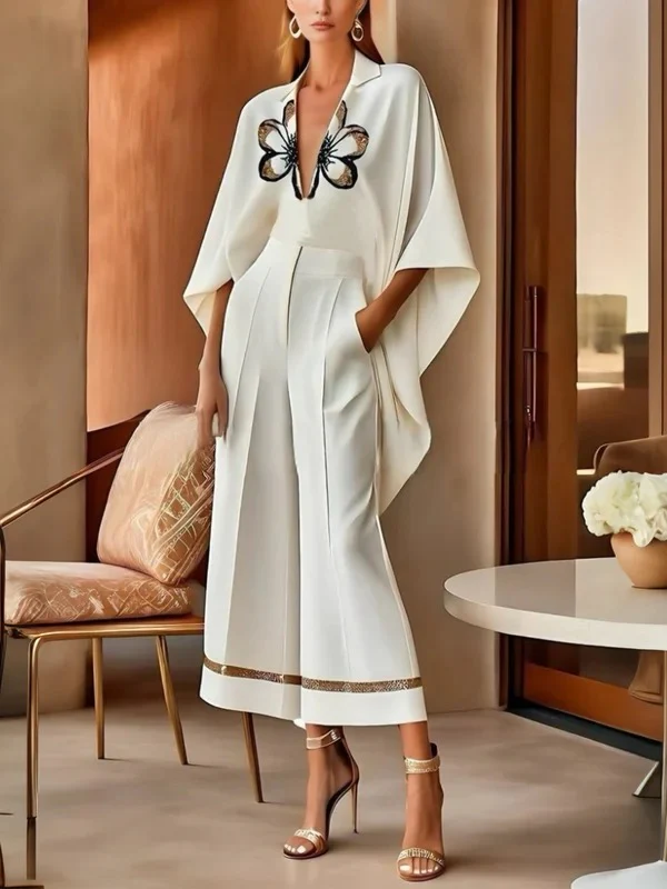 Wide Leg Pockets Solid Color Pants - Image 2