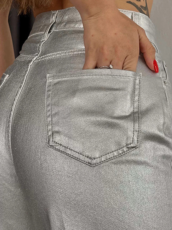 Wide Leg Pockets Solid Color Pants Trousers - Image 14