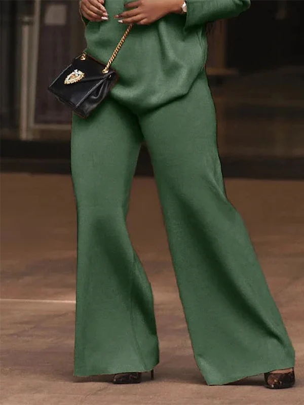 Wide Leg Solid Color Casual Pants Bottoms Trousers - Image 3