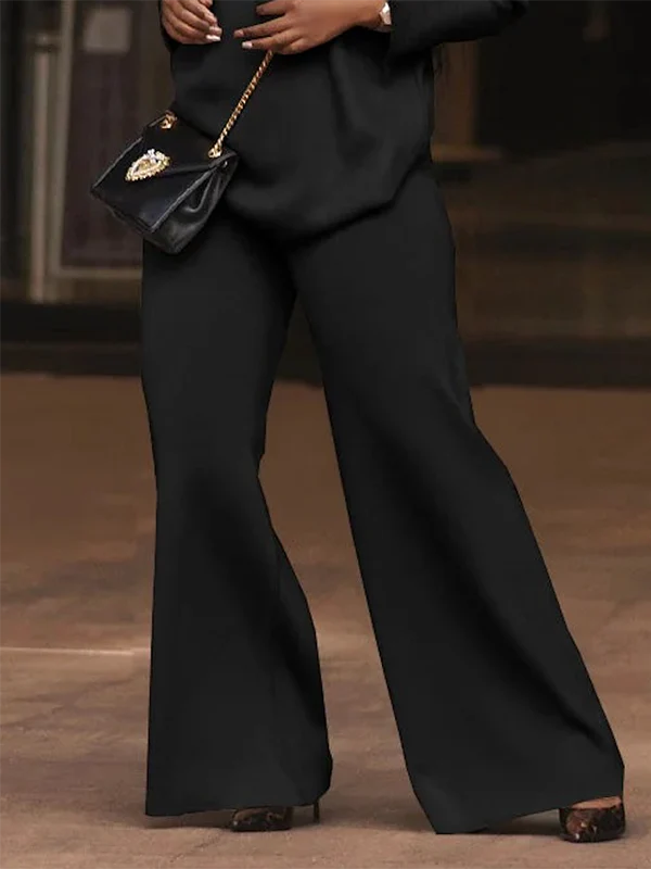 Wide Leg Solid Color Casual Pants Bottoms Trousers - Image 4