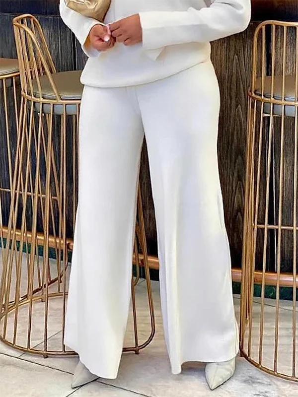 Wide Leg Solid Color Casual Pants Bottoms Trousers - Image 5