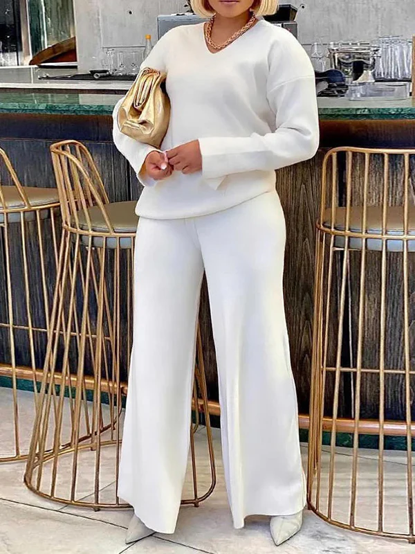 Wide Leg Solid Color Casual Pants Bottoms Trousers - Image 9